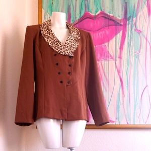 Vtg Plus Size Metro Style Cheetah print Blazer